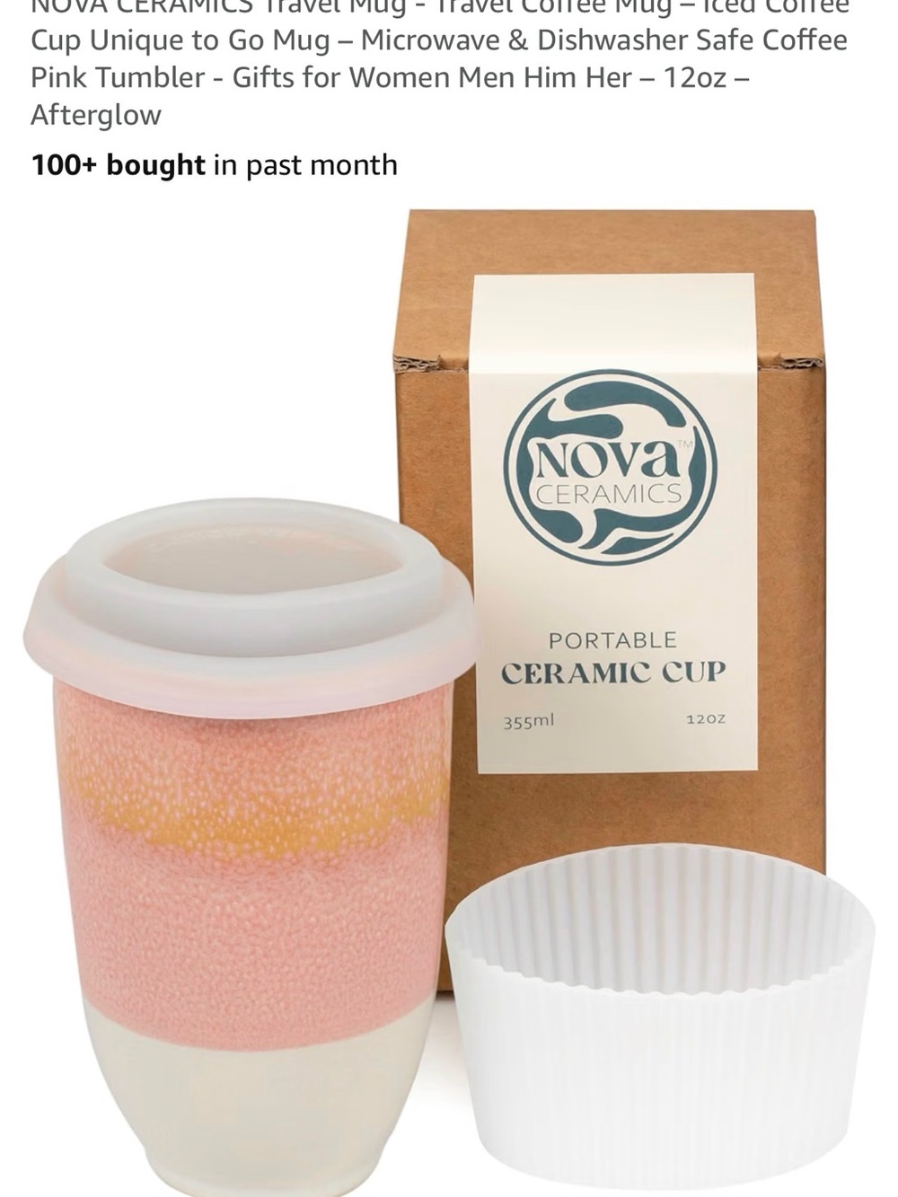 Afterglow Pink Portable Ceramic Travel Mug